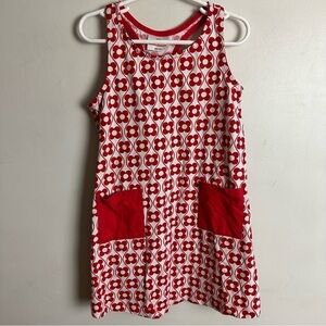 Hanna Andersson Retro Dress Girl’s Size 5T Flower Floral Red White Tie Cotton
